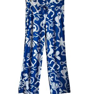 Lilly Pulitzer Schooner Blue Dock Hopper Nautical Palazzo Pippa Pants Wide Leg